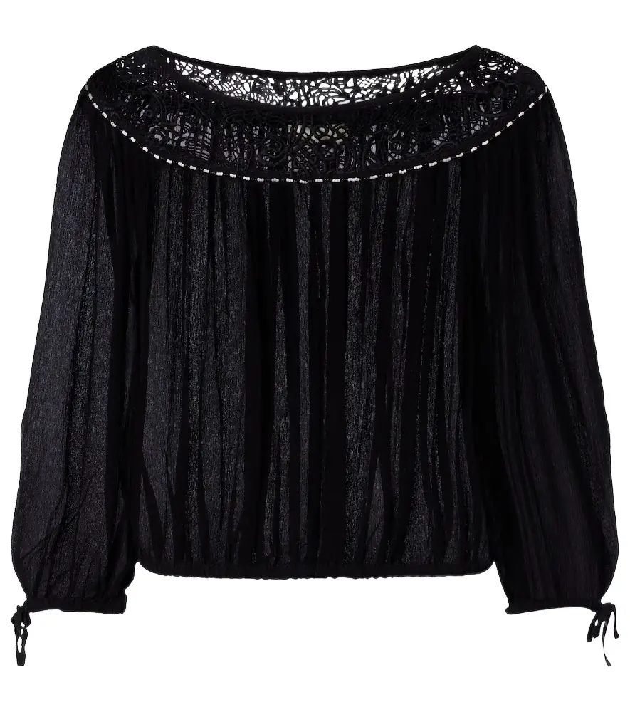 Isabel Marant Nelida guipure lace-trimmed silk blouse