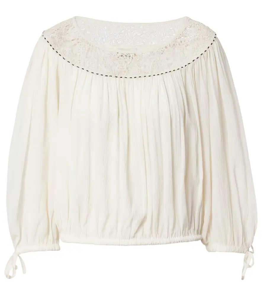 Isabel Marant Nelida guipure lace-trimmed silk blouse
