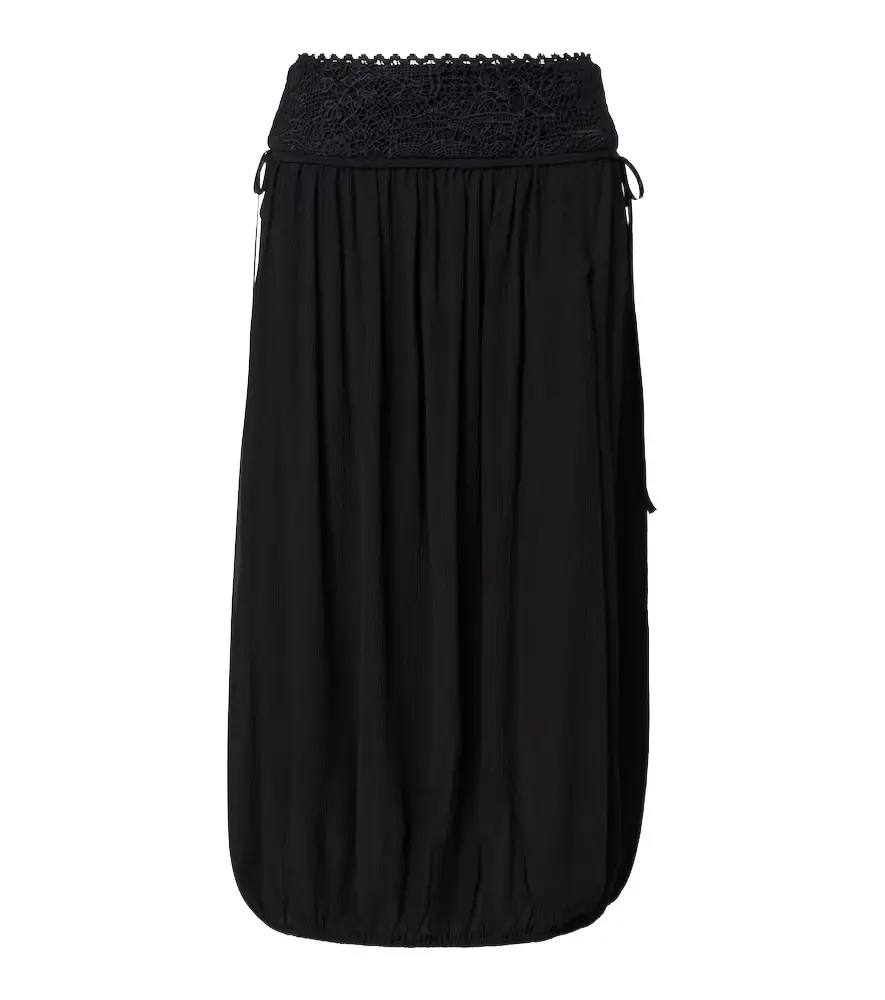 Isabel Marant Nilma guipure lace-trimmed silk midi skirt