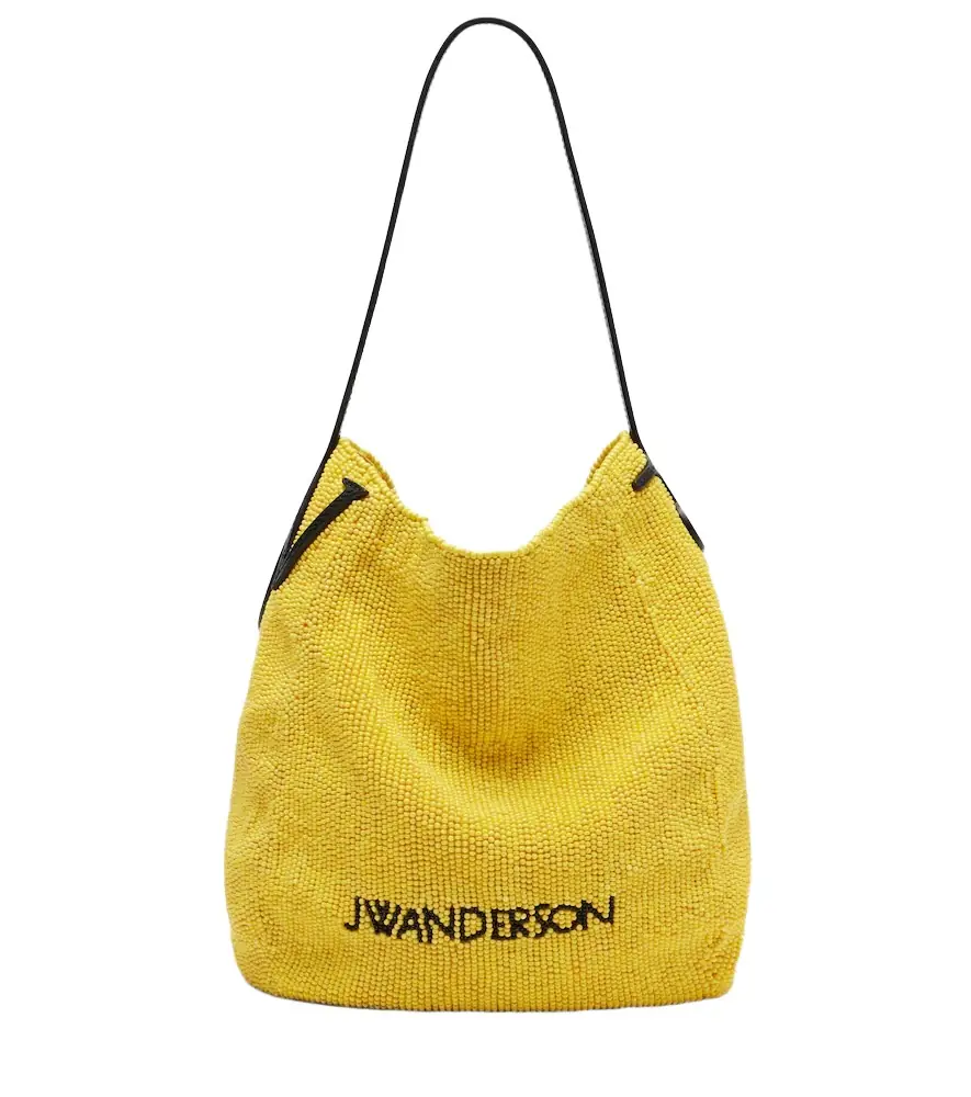 JW Anderson Bulb Small beaded leather-trimmed shoulder bag
