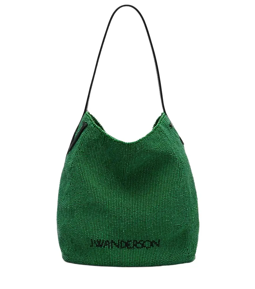 JW Anderson Bulb Small beaded leather-trimmed shoulder bag