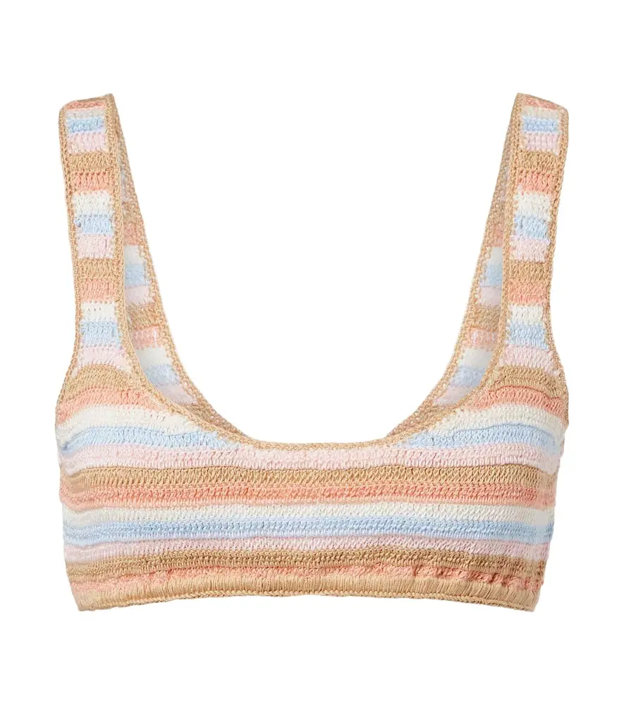 Anna Kosturova Crochet striped cotton bikini top