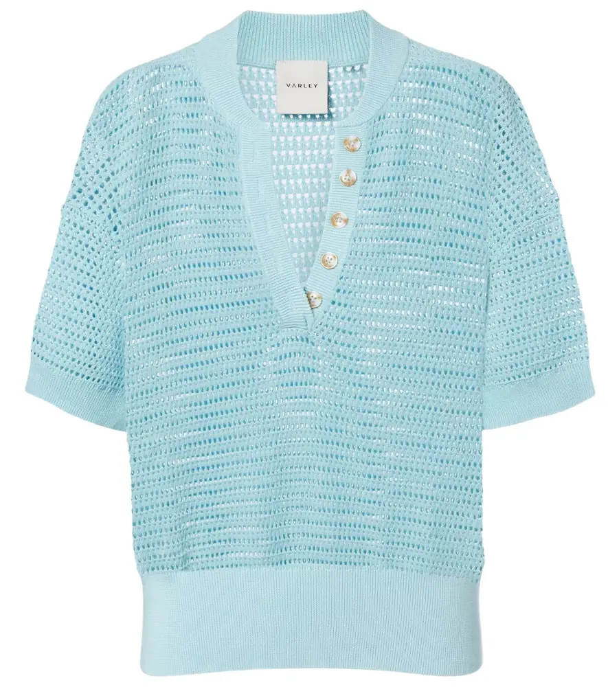 Varley Callie open-knit cotton polo sweater