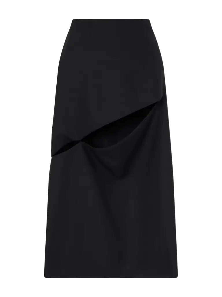 Jil Sander Cut-out Grain De Poudre Wool And Mohair-blend Midi Skirt