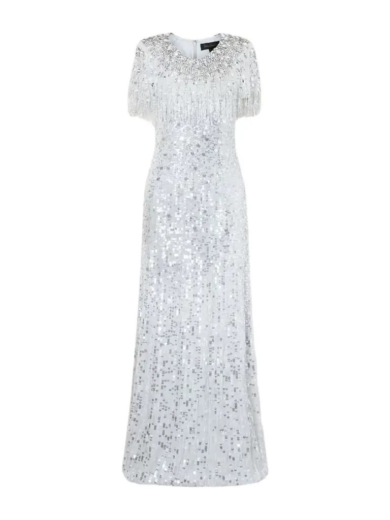Jenny Packham Eugene Crystal-embellished Sequined Chiffon Gown