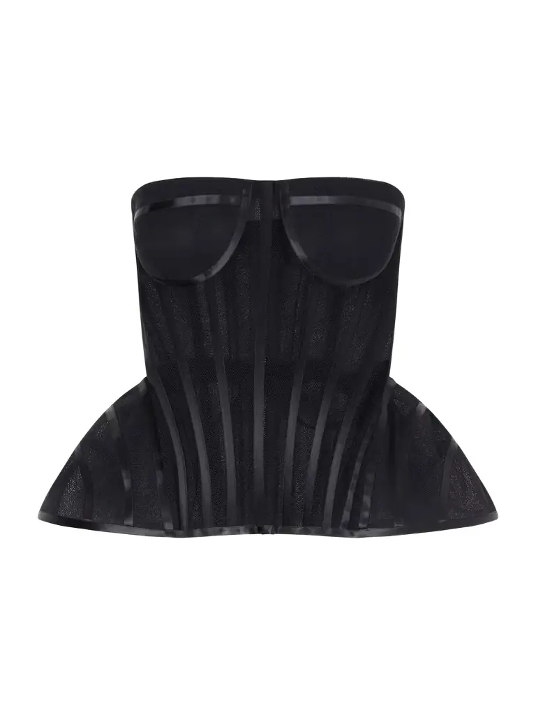 Carolina Herrera Strapless Tulle Bustier Top