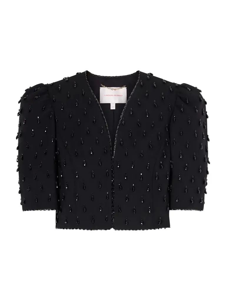 Carolina Herrera Cropped Crystal-embellished Wool-blend Jacket