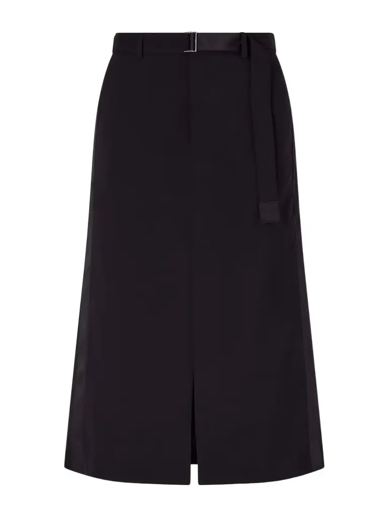 Sacai Suiting Paneled Wool Midi Skirt