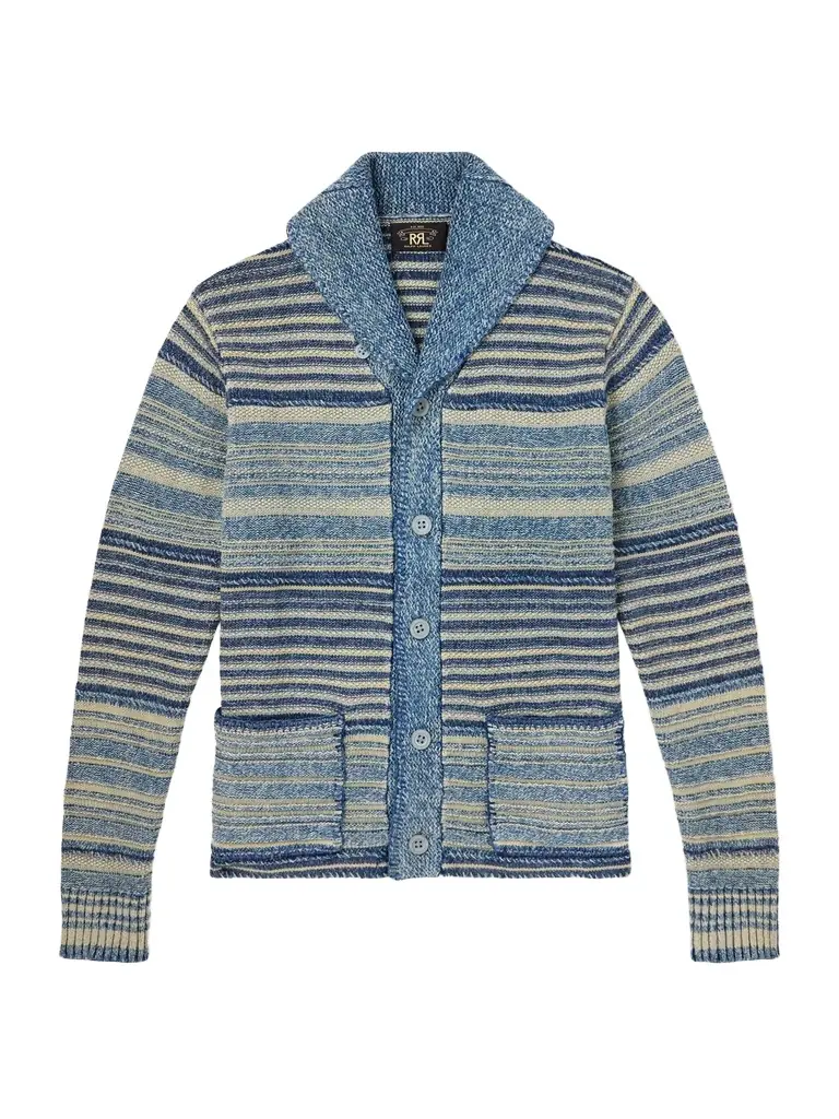 RRL Shawl-Collar Striped Cotton and Linen-Blend Cardigan - Men