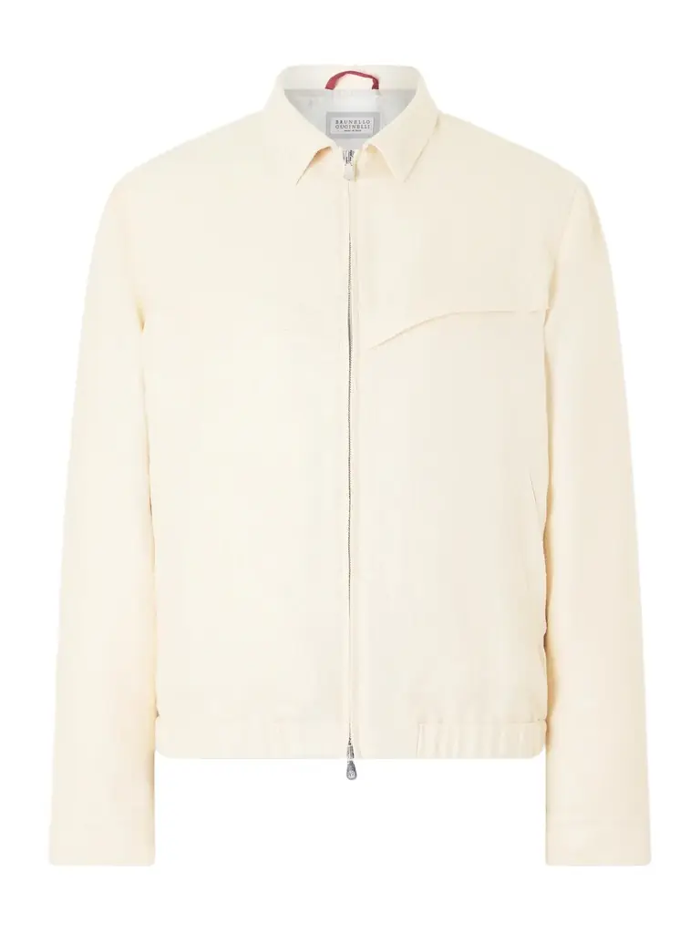 Brunello Cucinelli Herringbone Wool, Silk and Linen-Blend Blouson Jacket - Men