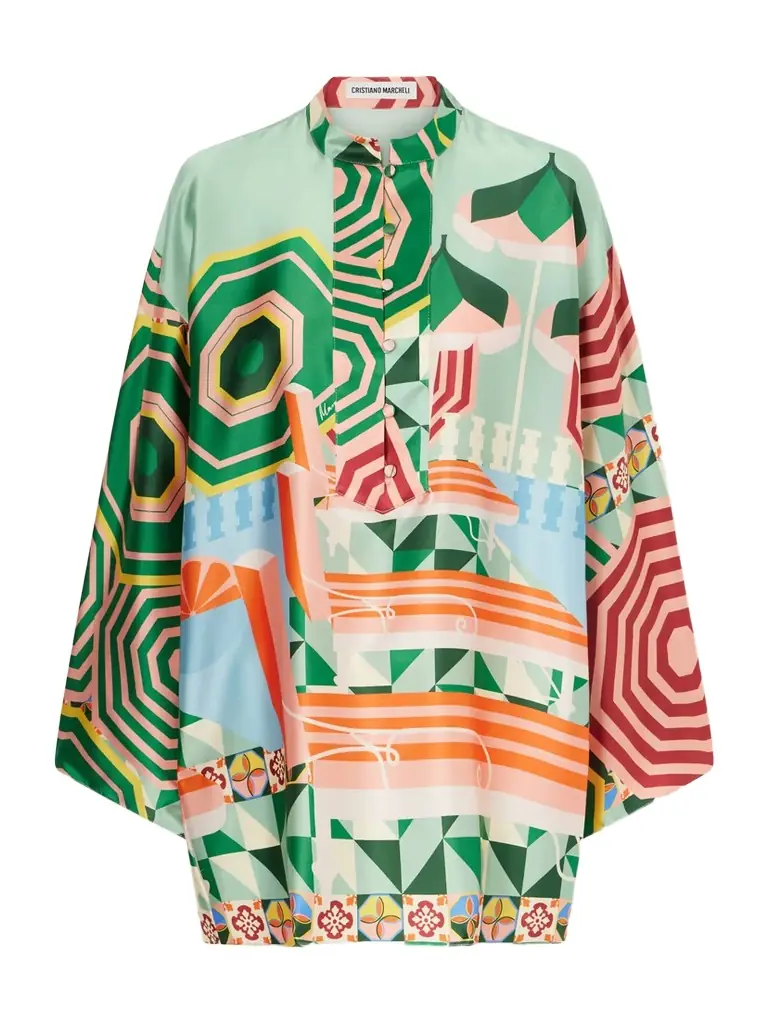 Cristiano Marcheli Maria Printed Silk-blend Satin Coverup