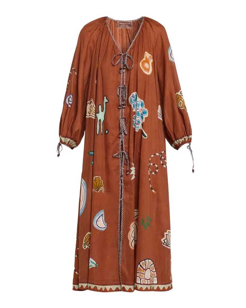 ALEMAIS Laurence Tie-Front Maxi Dress