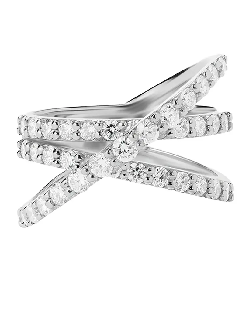 LANA 14K Gold Graduating Diamond Criss Cross Ring