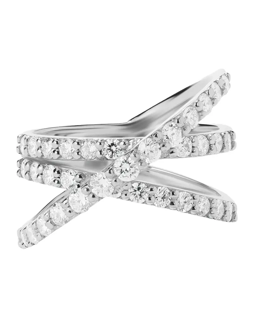 LANA 14K Gold Graduating Diamond Criss Cross Ring