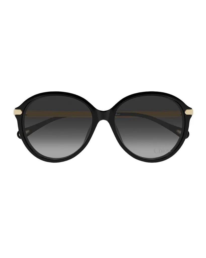 Chloe Round Acetate & Metal Sunglasses