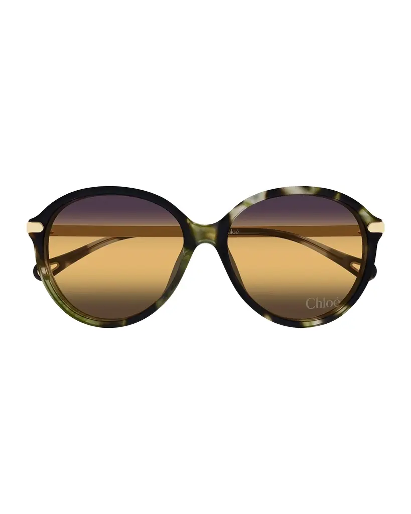 Chloe Round Acetate & Metal Sunglasses