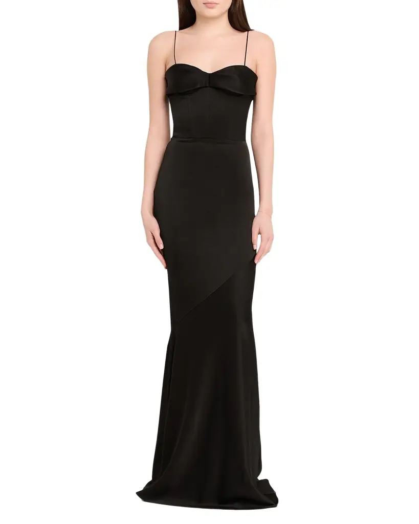 Alex Perry Cupped Draped Satin Gown