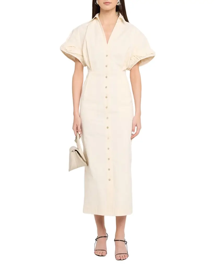 CHRISTOPHER JOHN ROGERS Rolled Short-Sleeve Midi Shirtdress