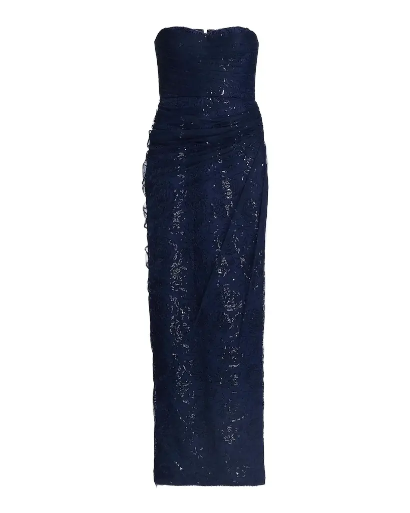 Theia Mal Beaded Lace Strapless Gown