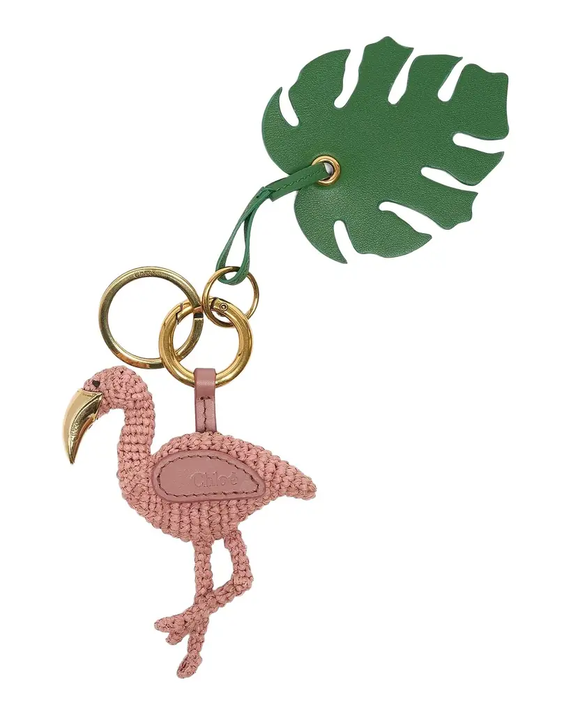Chloe Symbols Raffia Flamingo Keychain