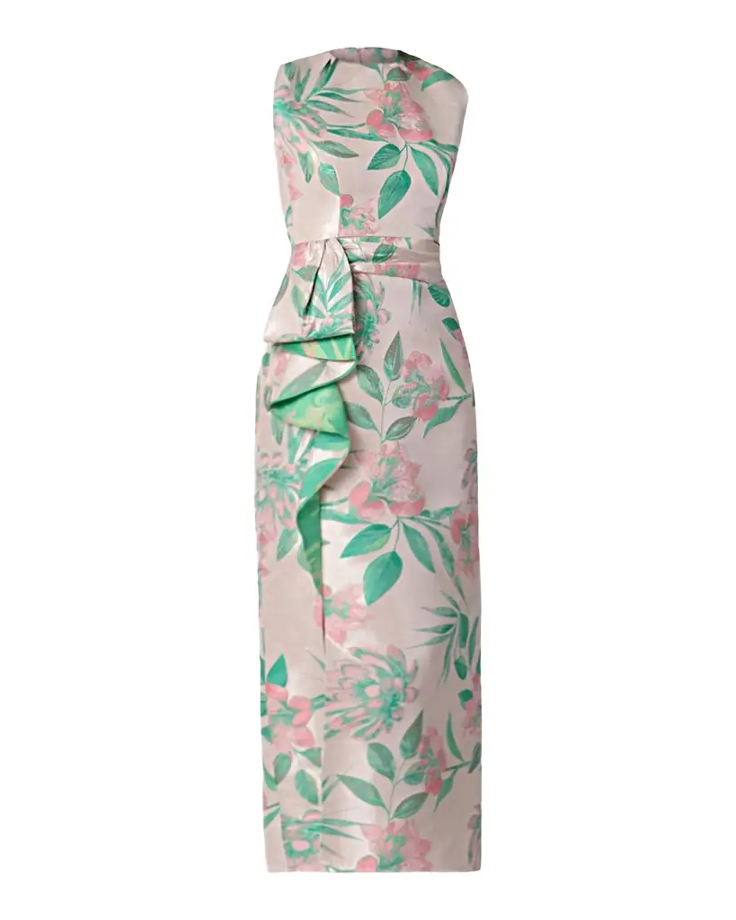 Shoshanna Silvia Sleeveless Floral Jacquard Midi Dress