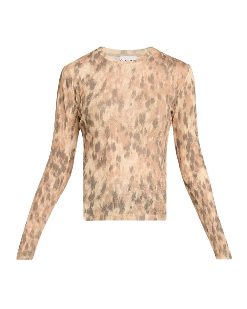 Ganni Printed Marl Mesh Top