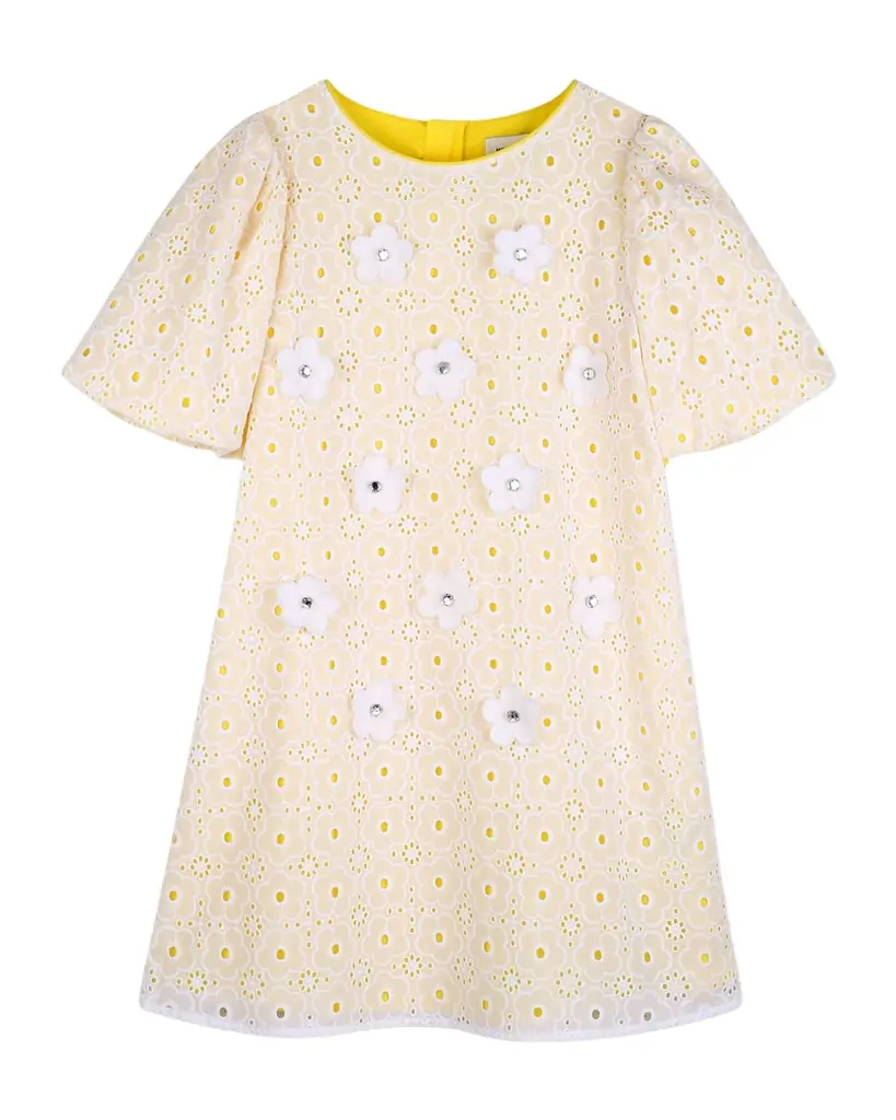 Marc Jacobs Girl 's The Eyelet Daisy Embroidered Dress, Size 8-12