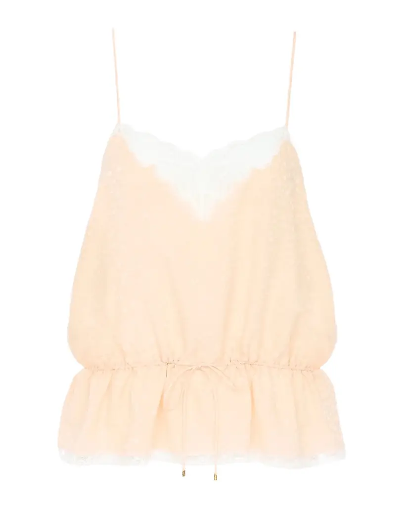 Chloe Lace-Trim Floral Silk Jacquard Sleeveless Top