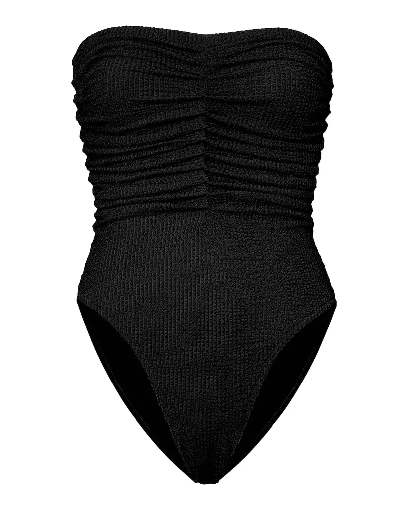 Milly Textured Ruched Strapless One-Piece Swimsuit