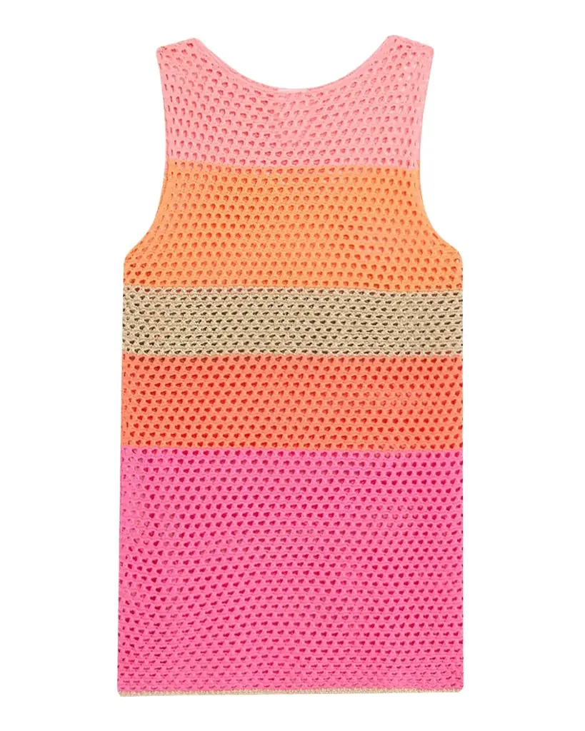 Milly Open-Knit Striped Mini Dress Coverup