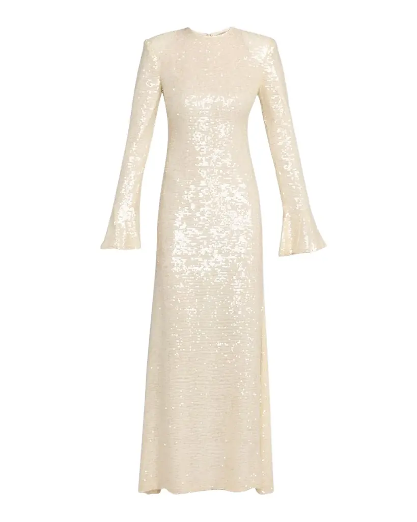 LAPOINTE Sequined Flare-Sleeve Maxi Dress