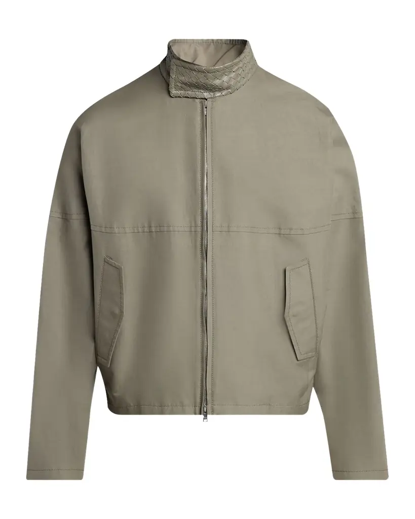 Bottega Veneta Men 's Intrecciato-Collar Cotton Field Jacket