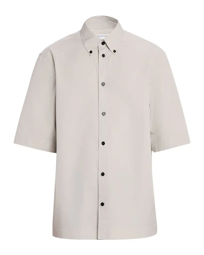 Bottega Veneta Men 's Cotton Poplin Oversized Fit Short-Sleeve Shirt