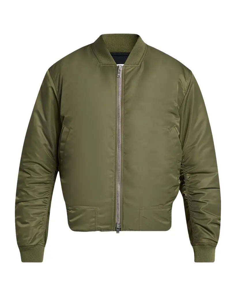 Bottega Veneta Men 's Intrecciato-Patch Nylon Bomber Jacket