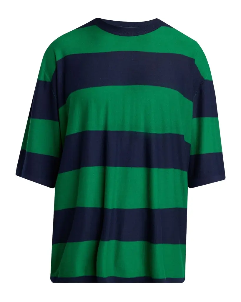 Bottega Veneta Men 's Cashmere Wide-Stripe Oversized Crewneck T-Shirt