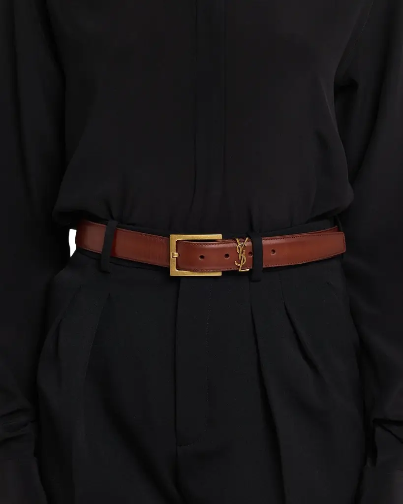 Saint Laurent YSL Calfskin Leather Belt