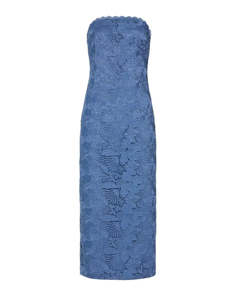 Ramy Brook Tessa Strapless Floral Lace Midi Dress
