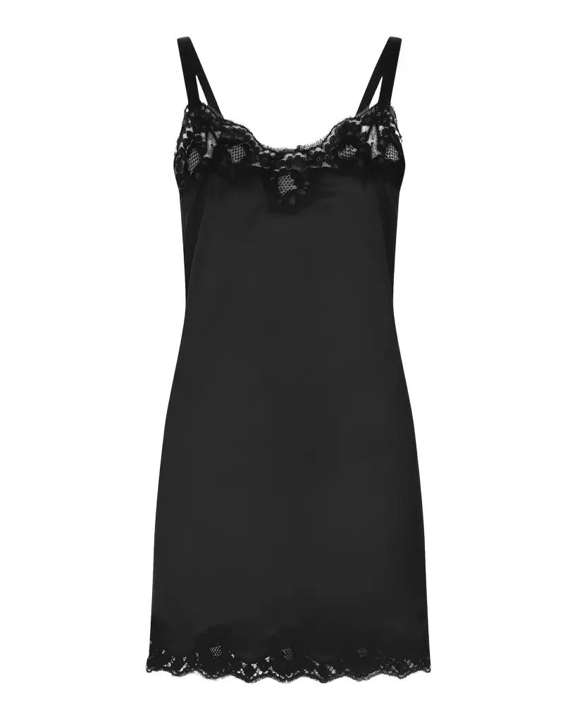 Dolce & Gabbana Lace-Trim Silk Satin Slip