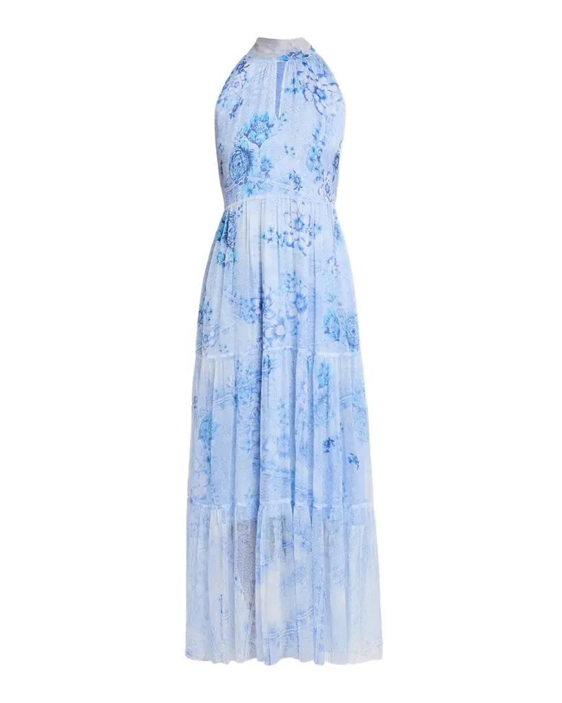 Johnny Was Riona Tiered Floral-Print Silk Maxi Dress