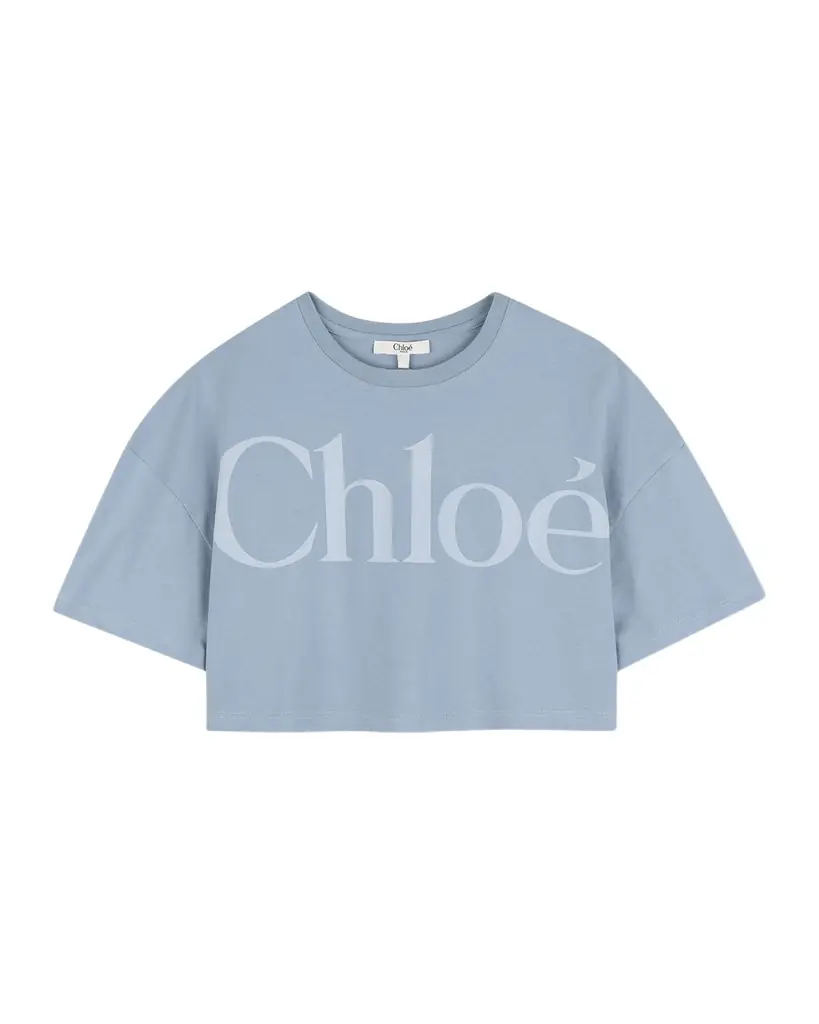 Chloe Girl 's Logo Short-Sleeve Crop T-Shirt, Size 4-14