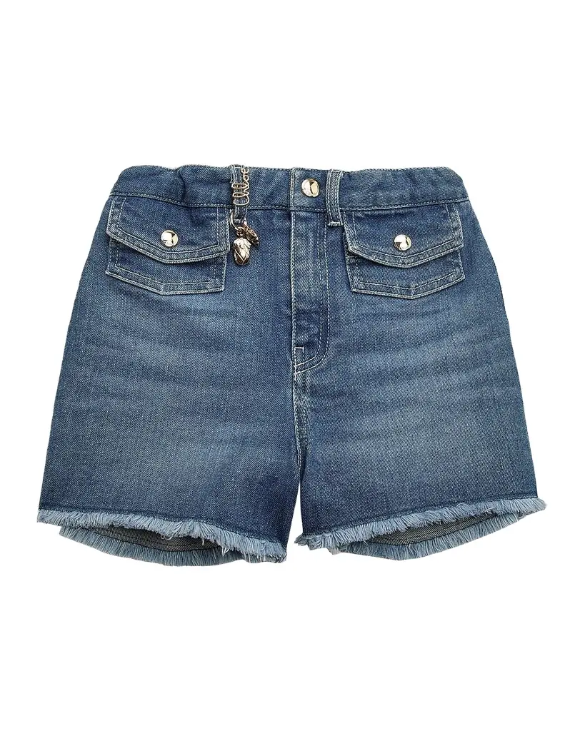 Chloe Girl 's Charm Embellished Denim Shorts, 4-14