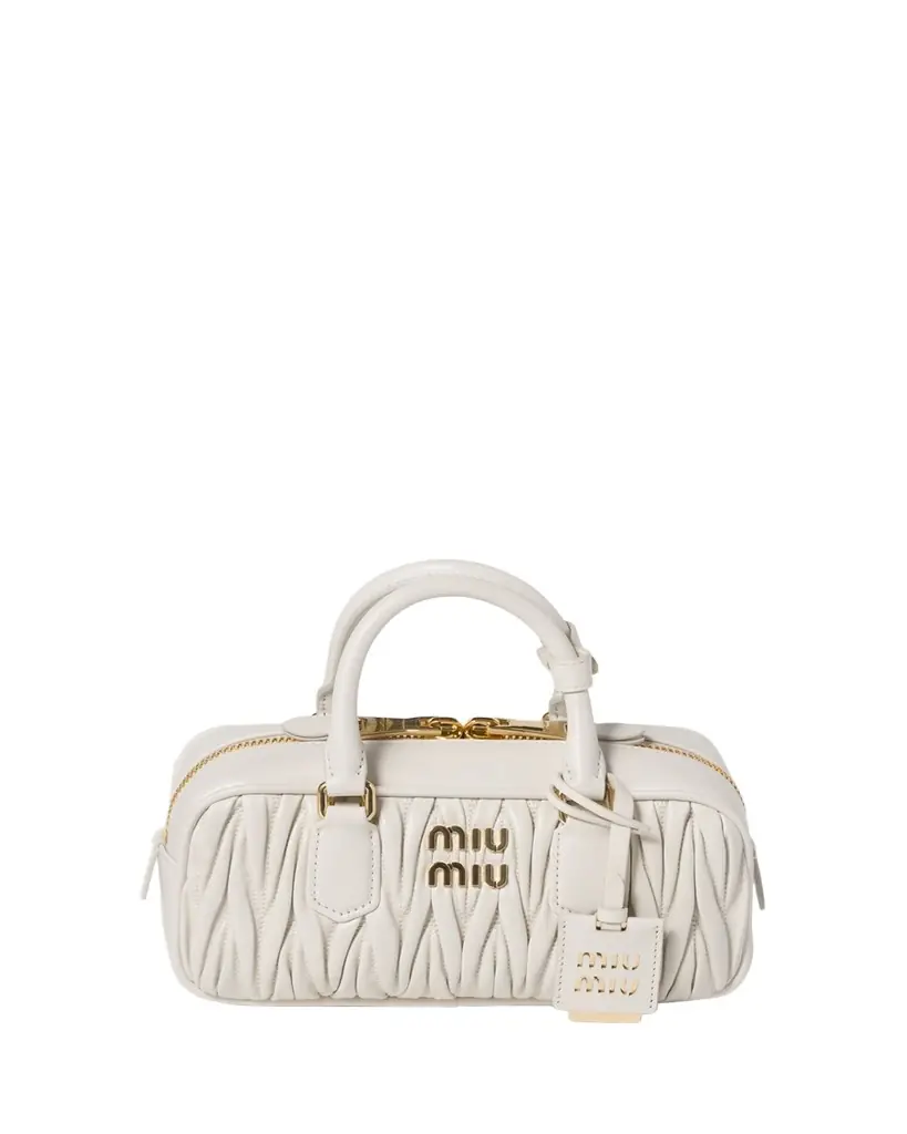 Miu Miu Zip Quilted Leather Top-Handle Bag