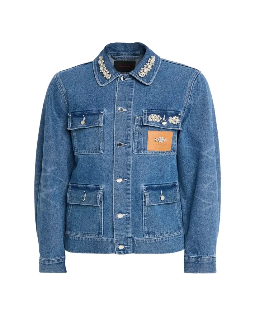 Simone Rocha Men's Embellished Washed Denim Jacket