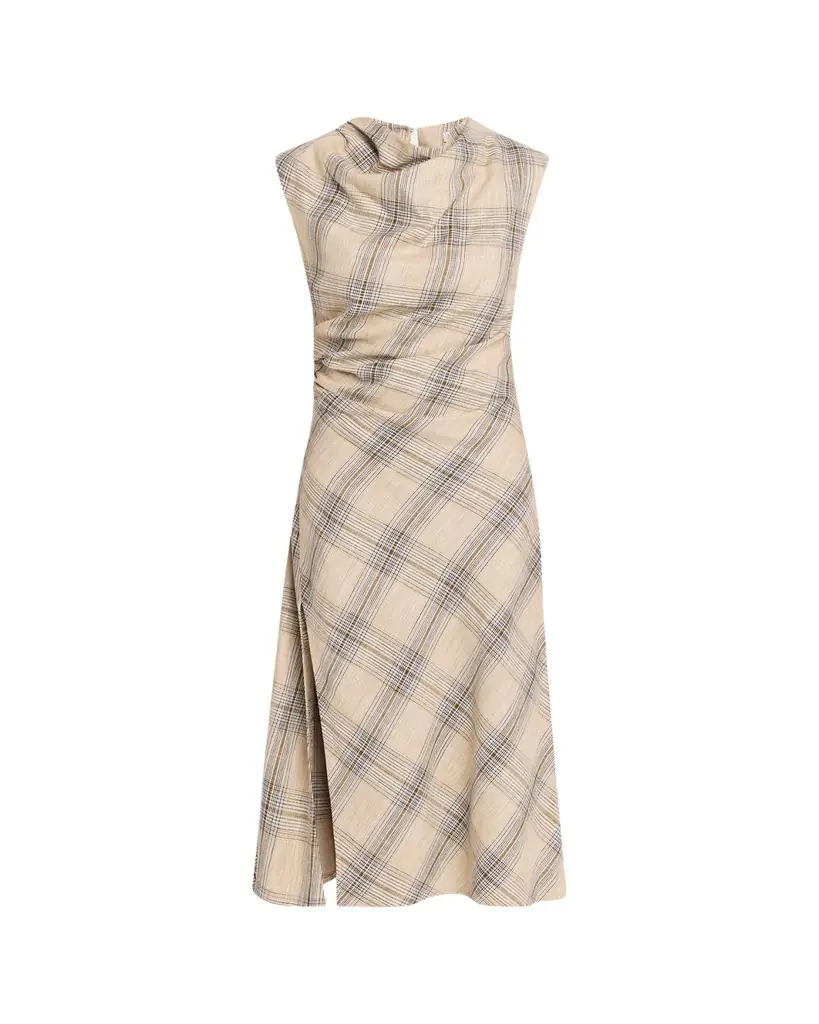 SIMKHAI Burke Draped Plaid Midi Dress