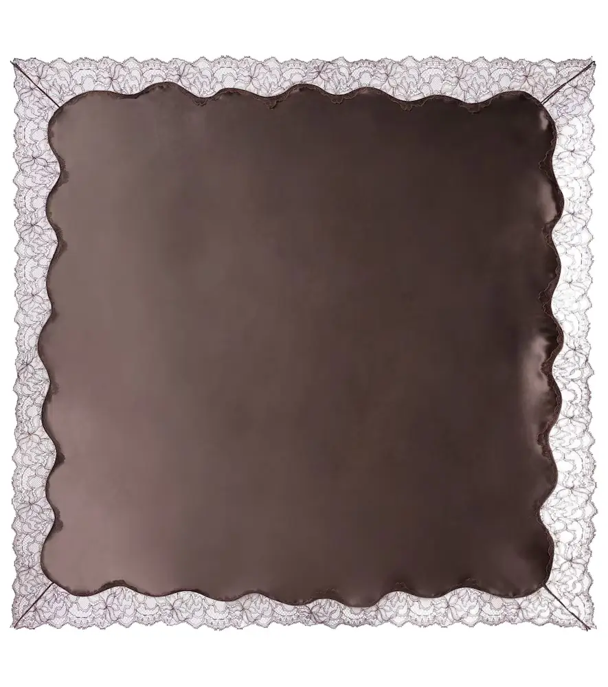 Magda Butrym Lace-trimmed silk satin scarf
