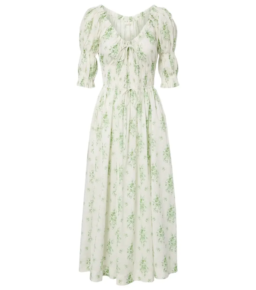 Doen Dôen Ischia gathered floral cotton midi dress