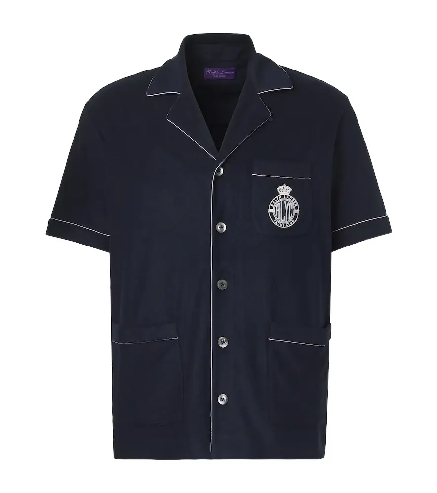 Ralph Lauren Purple Label Embroidered cotton and silk terry shirt