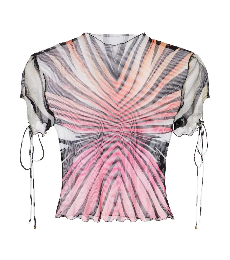 Roberto Cavalli Printed mesh top