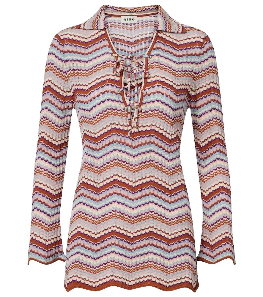 Rixo Brody chevron cotton top