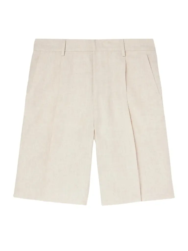 NN07 Kay 1454 Straight-Leg Pleated Linen Shorts - Men
